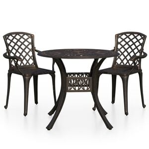 vidaXL 3-delige Bistroset gietaluminium bronskleurig