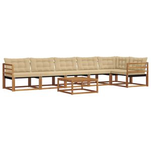 vidaXL Buiten bankenset met kussen 7 pcs Natuurlijk en Beige