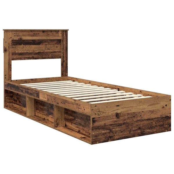 vidaXL Bedframe met hoofdeinde Oudhout 90 x 190 cm Massief grenenhout