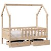vidaXL Kinderbedframe met lades 70x140 cm massief grenenhout