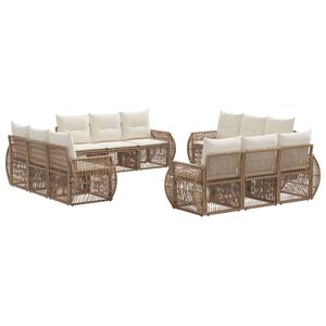 vidaXL Tuinbankenset 12 st Beige en Cr&egrave;me Wit poly rattan