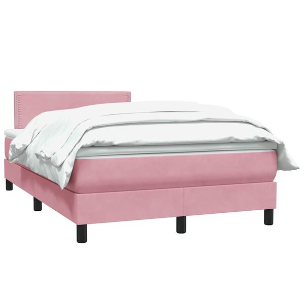 vidaXL Boxspring met matras fluweel roze 120x210 cm