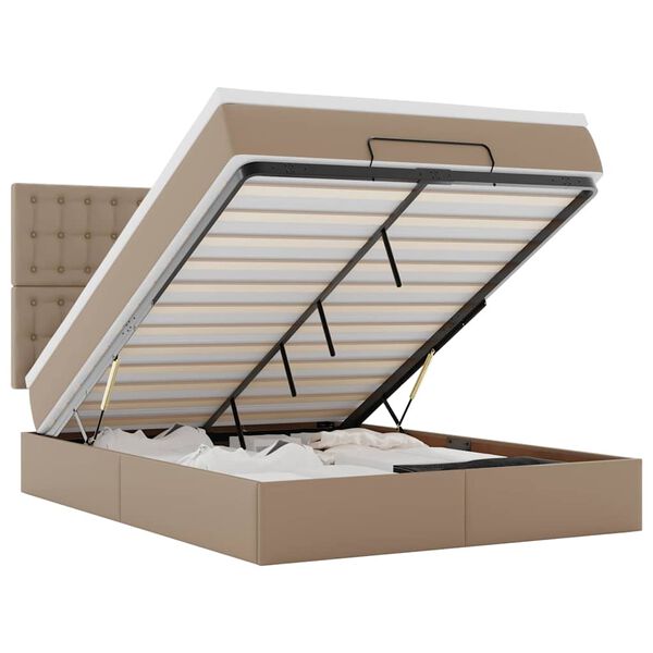 vidaXL Ottoman bed met matras 140x190cm kunstleer cappuccinokleurig