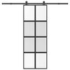 vidaXL Schuifdeur met beslag 76x205 cm gehard glas en aluminium