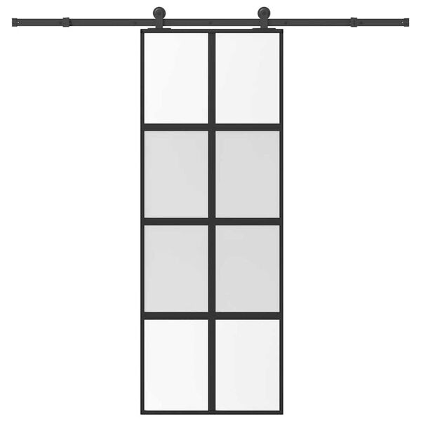 vidaXL Schuifdeur met beslag 76x205 cm gehard glas en aluminium