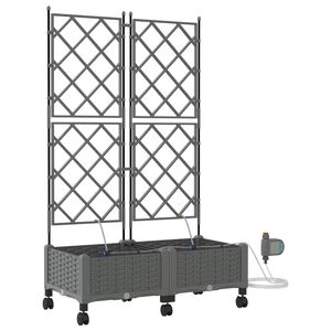 vidaXL Tuin Pot met Irrigatie en Wielen 2 st Lichtgrijs PP