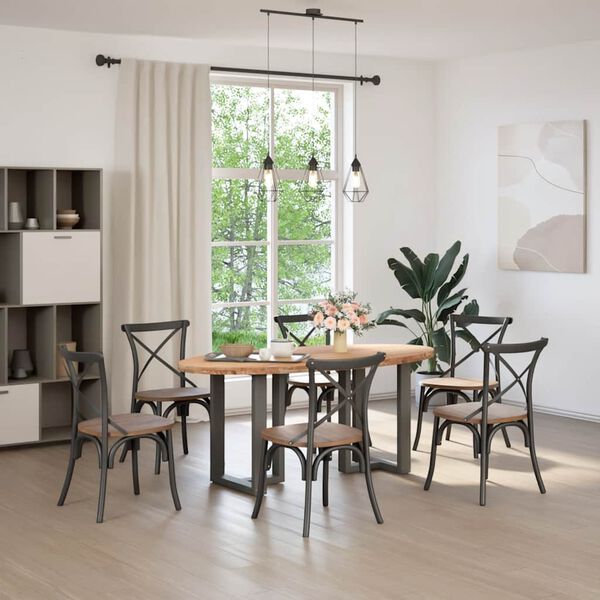 vidaXL Eettafel 200x100x74 cm ovaal massief eikenhout lichtbruin