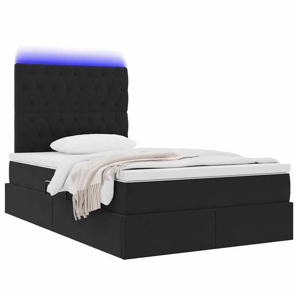 vidaXL Opbergbed met LED met matras met LED Zwart 120 x 190 cm Fluweel