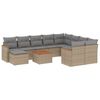 vidaXL 11-delige Tuinset met kussens poly rattan beige