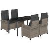 vidaXL 5-delige Tuinset met kussens poly rattan grijs