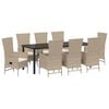 vidaXL Tuin eettafelset met kussen 9 pcs Beige poly rattan
