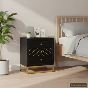 vidaXL Nachtkastje 40x30x50 cm massief mangohout zwart en goudkleurig