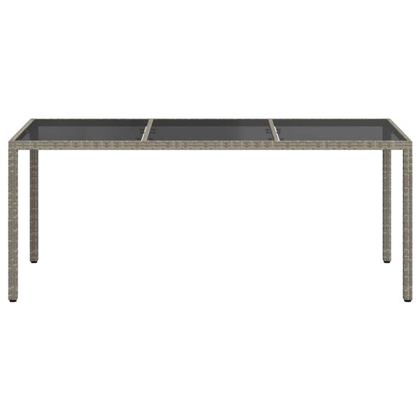 vidaXL Tuintafel 190x90x75 cm gehard glas en poly rattan grijs