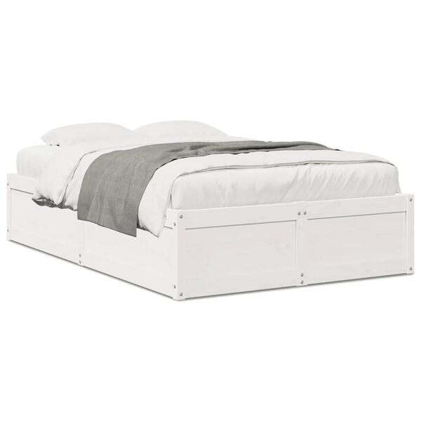 vidaXL Bedframe zonder matras massief grenenhout wit 135x190 cm