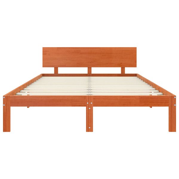vidaXL Bedframe Wasbruin 135 x 190 cm Massief grenenhout