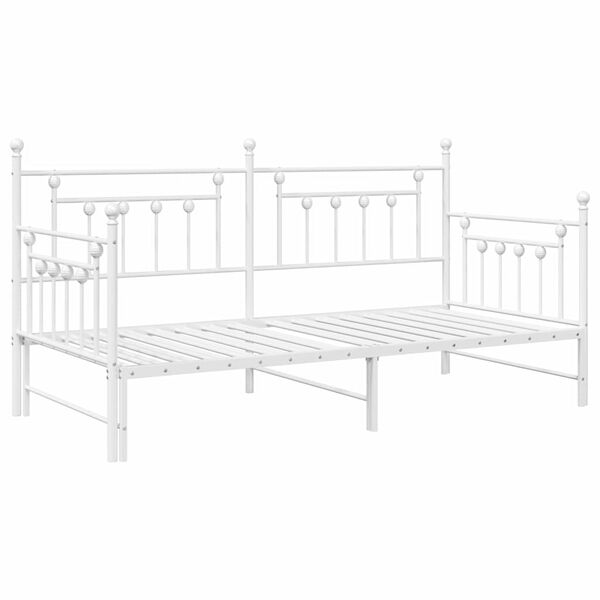 vidaXL Bedframe voor een daybed met hoofdeinde Wit 90 x 190 cm Staal