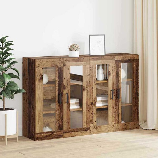 vidaXL Wandgemonteerde Kasten 2 pcs Oud hout 69,5 x 34 x 90 cm