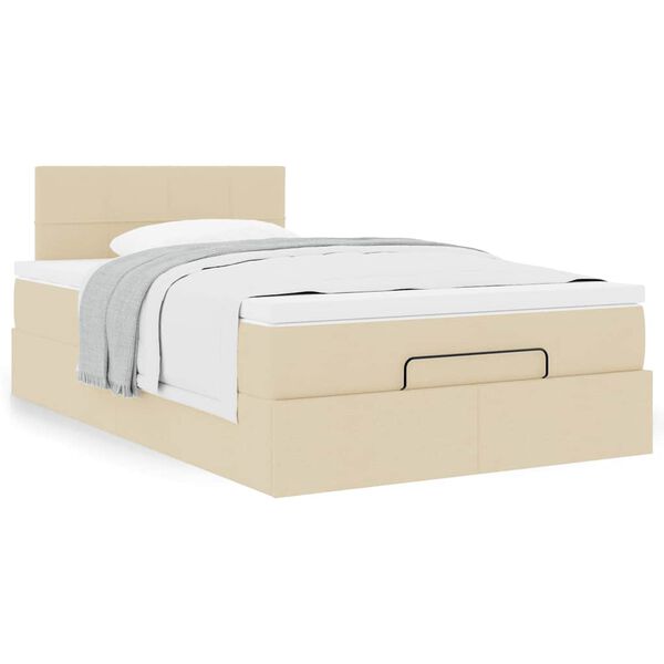 vidaXL Ottoman bed met matras 120x190cm stof cr&egrave;mekleurig