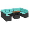 vidaXL Tuinbankenset 10 st 9-Aantal zitplaatsen Zwart en Teal