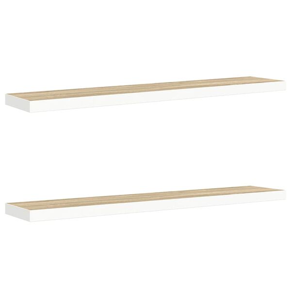 vidaXL Wandschappen zwevend 2 st 120x23,5x3,8 cm MDF eikenkleurig wit