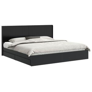 vidaXL Bedframe met opbergruimte en hoofdbord Zwart 200 x 200 cm