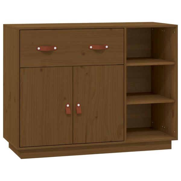 vidaXL Dressoir 98,5x40x75 cm massief grenenhout honingbruin