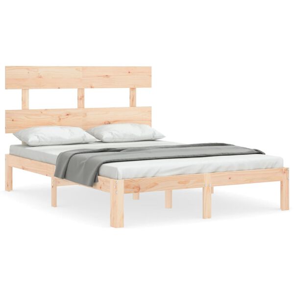vidaXL Bedframe met hoofdbord massief hout