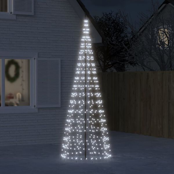vidaXL LED-kerstboom aan vlaggenmast 550 LEDs koud wit 300 cm