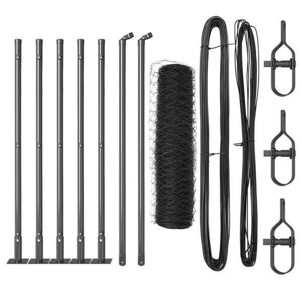 vidaXL Afrasteringspaal Grijs 10 x 0,5 m (50 mm gaas) Staal en PVC