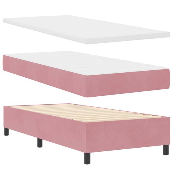 vidaXL Boxspring bed met matras Roze 90 x 200 cm Fluweel