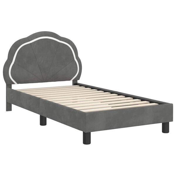 vidaXL Bedframe voor kinderen met hoofdbord Donkergrijs 80 x 160 cm