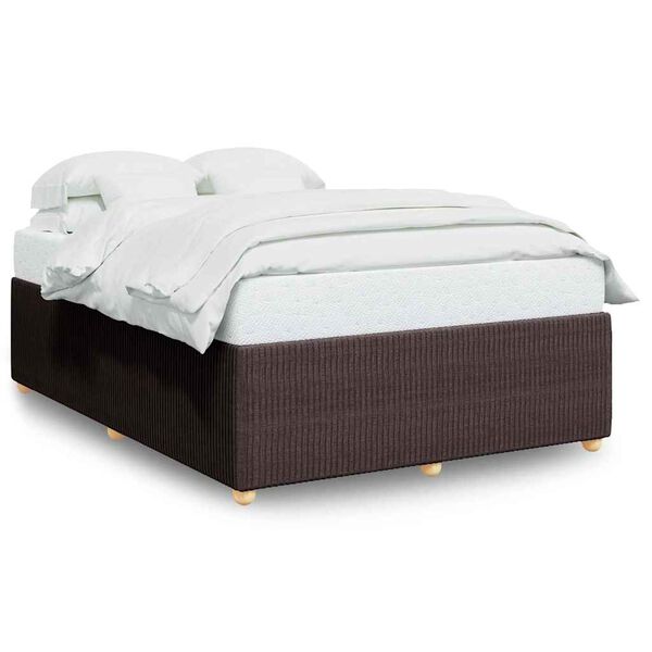 vidaXL Bedframe zonder matras stof donkerbruin 140x190 cm