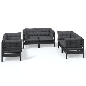 vidaXL 6-delige Loungeset met kussens massief grenenhout