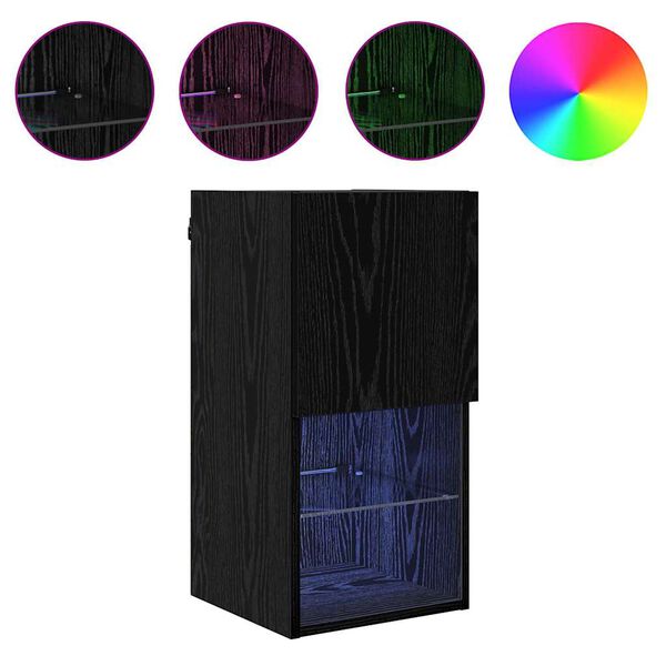 vidaXL Wandgemonteerde TV-kasten 2 pcs Zwart Eiken 30,5 x 30 x 60 cm