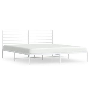 vidaXL Bedframe met hoofdbord metaal wit 193x203 cm