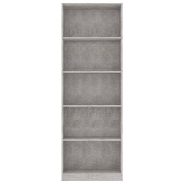 vidaXL Boekenkast met 5 schappen 60x24x175 cm bewerkt hout betongrijs