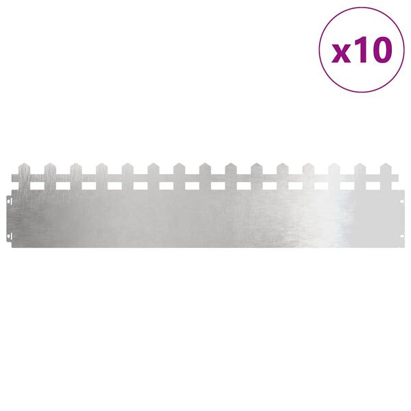 vidaXL Gazonranden 10 pcs Zilver 103 x 0,05 x 22 cm Roestvrij staal