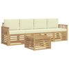 vidaXL Buiten bankenset met kussen 5 pcs Wit en cr&egrave;mekleurig Polyester