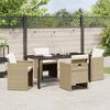 vidaXL Tuin eettafelset met kussen 5 pcs Beige poly rattan