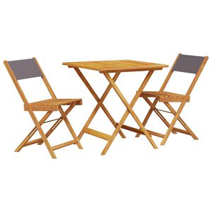 vidaXL 3-delige Bistroset stof en massief hout antracietkleurig