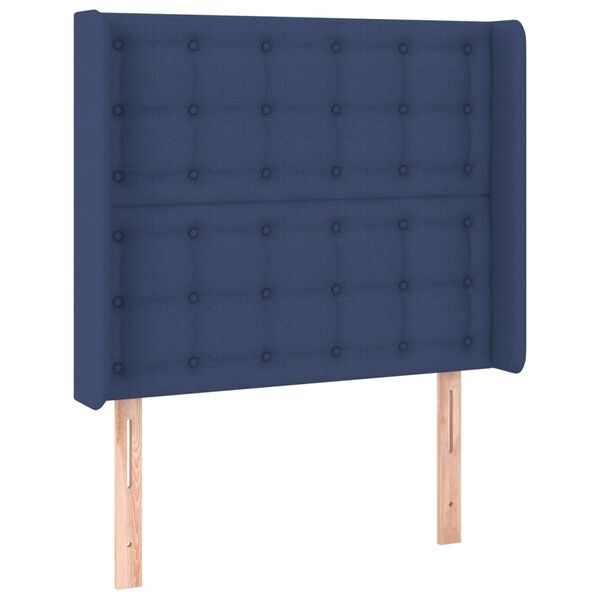 vidaXL Hoofdbord met randen 103x16x118/128 cm stof blauw