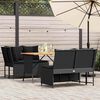 vidaXL 3-delige Loungeset met kussens poly rattan zwart