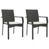 vidaXL Tuinstoelen 2 st met kussens poly rattan zwart