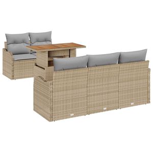 vidaXL Tuinbankenset met kussen 6 pcs Beige en Licht Grijs poly rattan