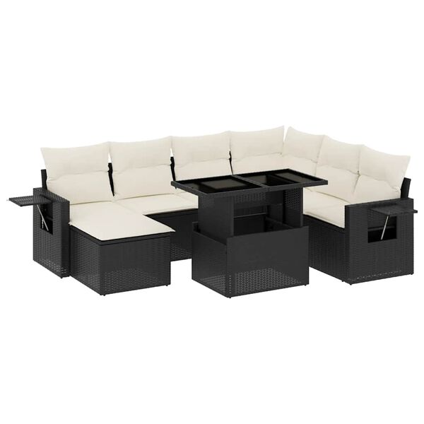 vidaXL 9-delige Loungeset met kussens poly rattan zwart