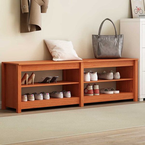 vidaXL Schoenenbank Wasbruin 160 x 36,5 x 50 cm Massief grenenhout