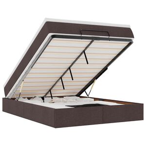 vidaXL Ottoman bed met matras 140x190cm stof donkerbruin