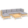 vidaXL 7-delige Loungeset met grijze kussens grenenhout