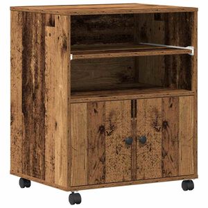 vidaXL Printerstand met opslag Oud hout 60 x 48 x 74 cm Bewerkt hout