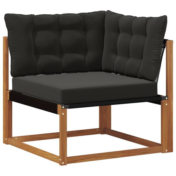 vidaXL Bankstel met kussen 4 pcs Natuurlijk en Zwart